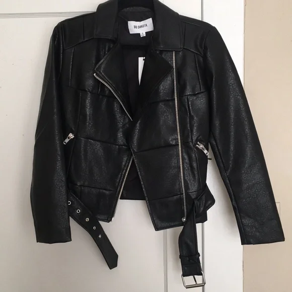 BB Dakota Faux Leather Patchwork Moto Jacket NWT - Picture 2 of 4
